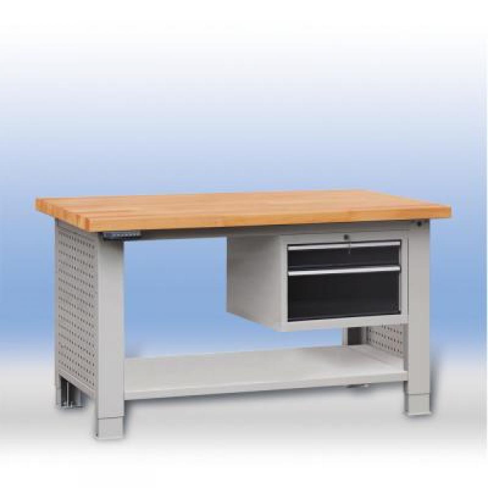 Beech Tabletop 2-drawer Electric Lifting Workbench