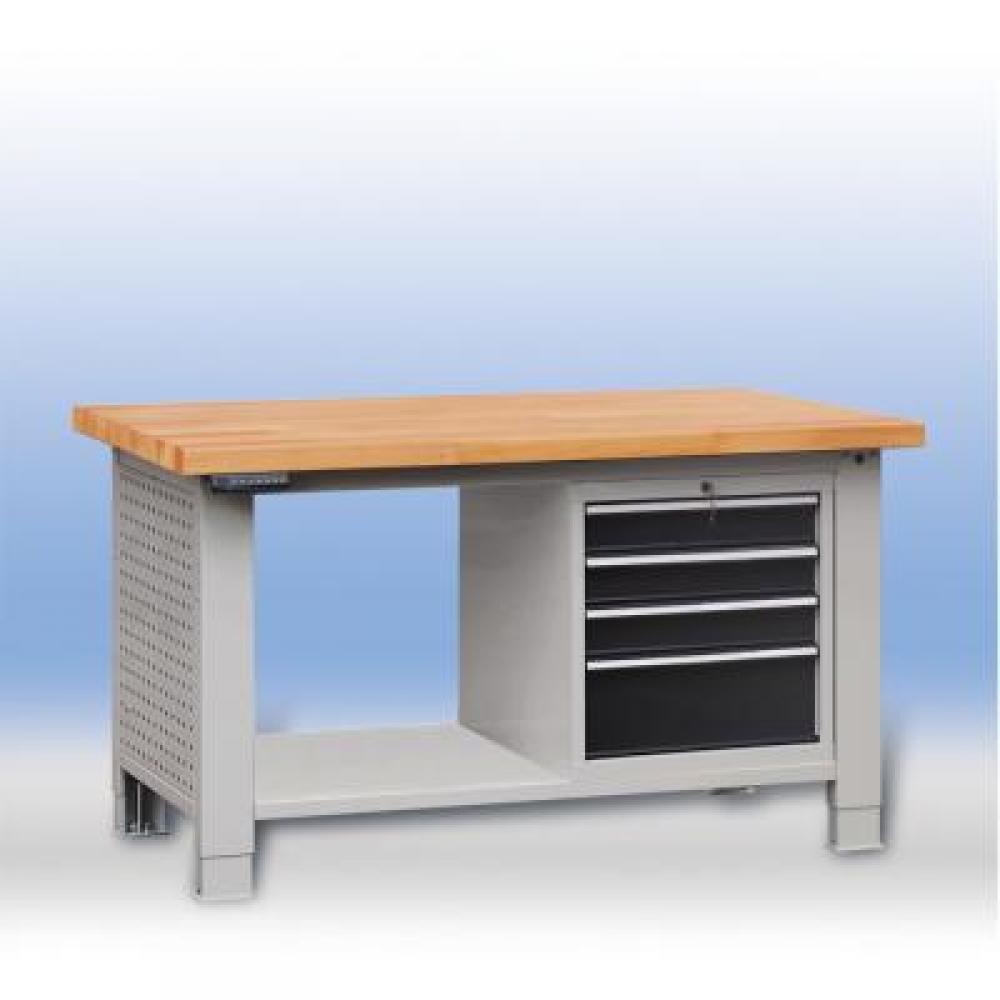 Beech Tabletop 4-drawer Electric Lifting Workbench